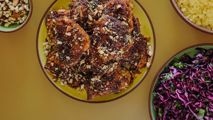 Marokkansk kylling med couscous og rødkål